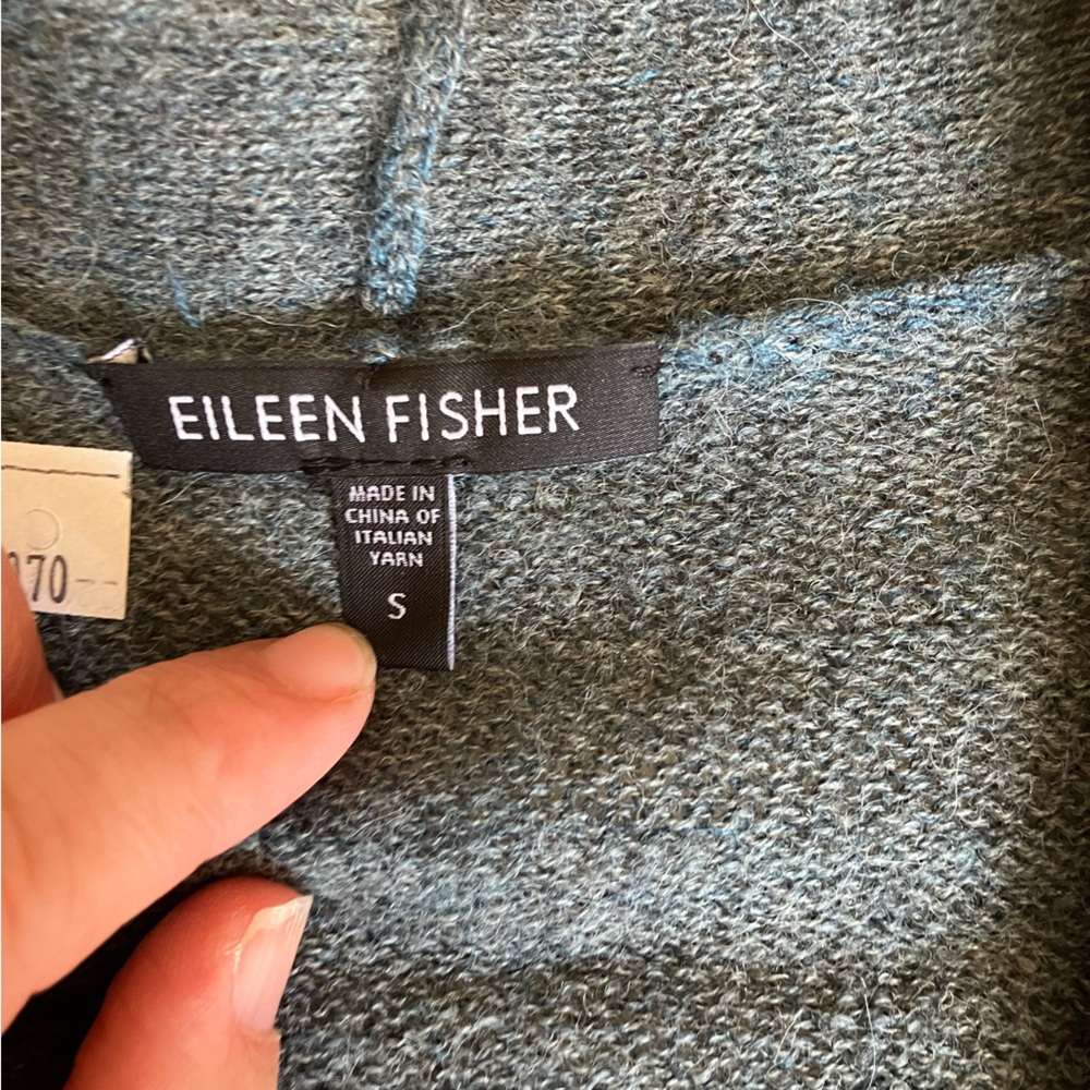 Eileen Fisher Mallard Green Open Cardigan Alpaca Merino Wool Small granny core - Picture 4 of 5